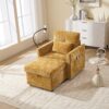 Multifunctional Lazy Sofa Recliner With Storage And Phone Bracket In Chenille For Living Room - Mustard Yellow - Image 2