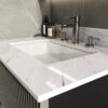 Elegant Bathroom Vanity Top With Undermount Sink - White Sintered Stone - Image 12