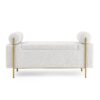 Elegant Upholstered Linen Storage Bench With Cylindrical Arms And Iron Legs - White - Image 8