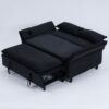 Modern Fabric Multi Functional Sofa Bed With Adjustable Armrests And Backrests Letter Striped Design Frame - Black - Image 19