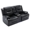 Home Theater Recliner Set Manual Recliner Chair With A Led Light Strip Two Built-In Cup Holders For Living Room - Black - Image 24