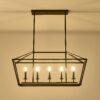 5 Light Farmhouse Kitchen Island Lighting, 5 Light Industrial Linear Chandelier For Dining Room Metal Hanging Pendant Light Fixture For Bedroom Living Room Hallway Conference Room - Matte Black - Image 14
