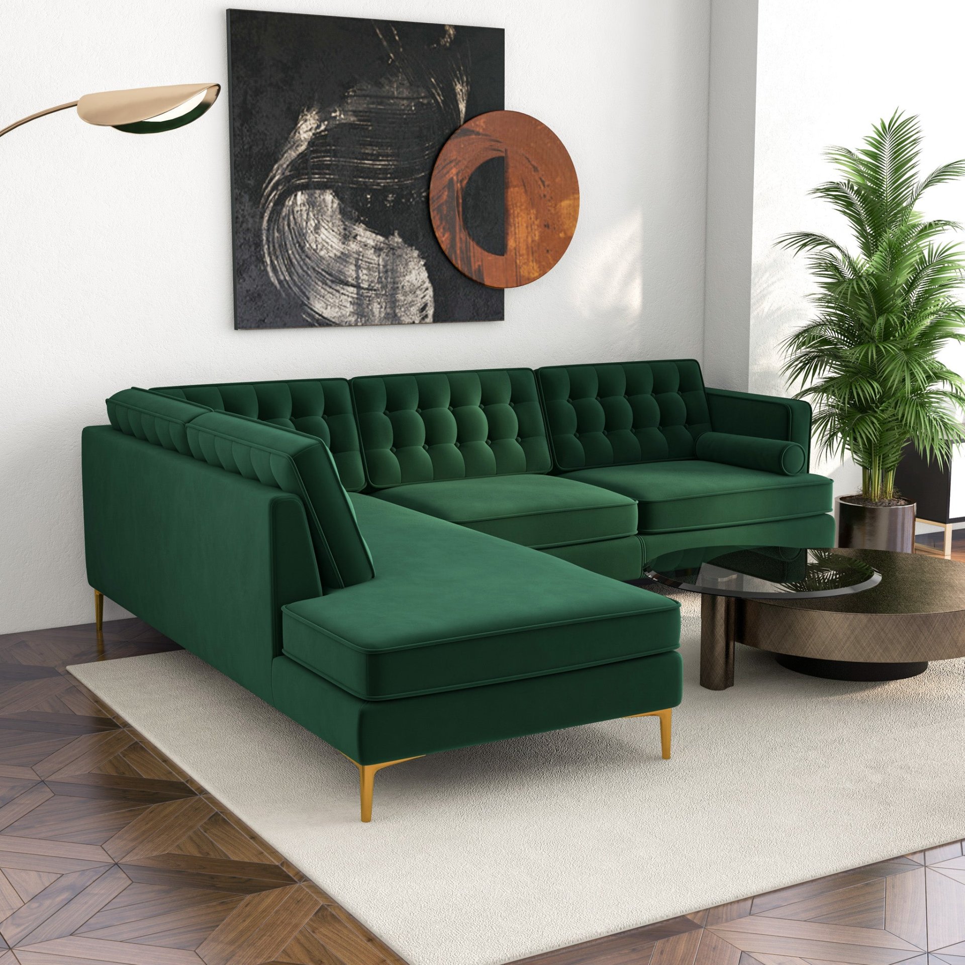 Brooke - Sectional Sofa Left Facing - Green - Image 11