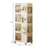 4 Tier Rolling Storage Bookcase With Wheels And Large Capacity Storage Bins - Cream - Image 3