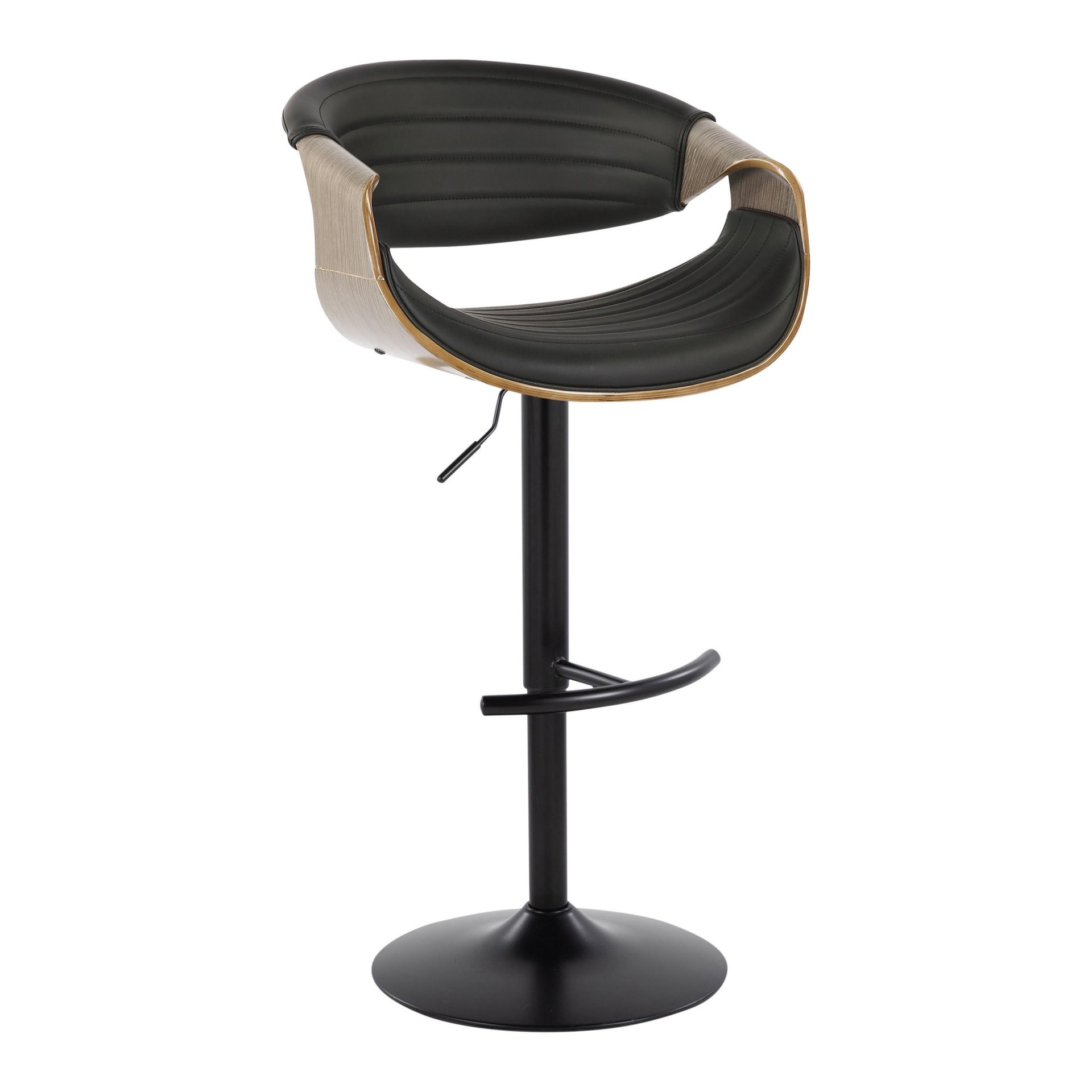 Symphony - Mid-Century Modern Adjustable Barstool With Swivel With Rounded T Footrest (Set of 2) - Black / Light Gray / Black - Image 2