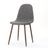 Mid Century Modern Fabric Upholstered Dining Chairs (Set of 2) - Light Gray Dark / Walnut - Image 8