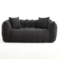 Cozy Beanbag Chair With High Resilience Foam Core For 2 - Black