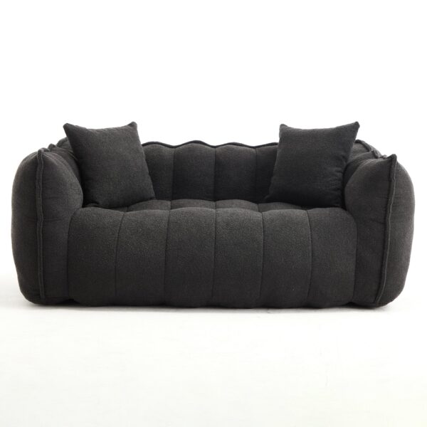 Cozy Beanbag Chair With High Resilience Foam Core For 2 - Black