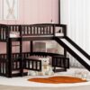 Full Over Full Low Bunk Bed With Slide, Fence And Ladder For Toddler - Espresso - Image 18