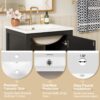 18" Bathroom Vanity With Sink, Soft Close Drawers, Door Organizer, Divider Drawer, Adjustable Foot Pads - Black - Image 9