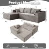 Compression Sectional Couch With Comfy Chaise, Boneless L Shape Sofa With Deep Seat, Minimalist Modular Couches Sleeper - Gray - Image 3
