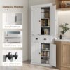 Homcom - 72" Kitchen Pantry, Tall Storage Cabinet, Freestanding Cupboard With Drawer, Doors And Adjustable Shelves - White - Image 7