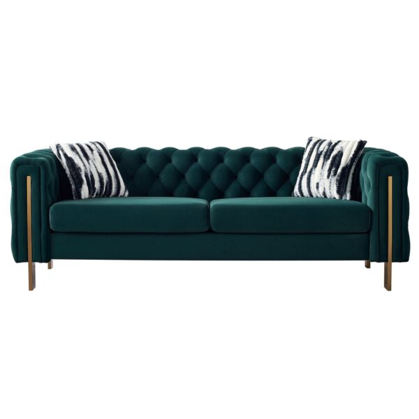 Chesterfield - Modern Tufted Velvet Living Room Sofa, 84.25''W Couch - Green