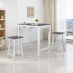 3 Pieces Counter Set Hanging Stool Easy To Clean For Small Space - Antique White / Sandstone