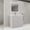 Contemporary Freestanding Bathroom Vanity With White Resin Sink & Soft Close Cabinet Doors - Khaki - Image 2