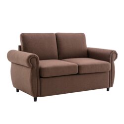 Pull Out Sofa Bed Loveseat Sleeper With Twin Size Memory Mattress With Two USB Ports For Living Room Spaces - Brown