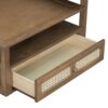 Modern Coffee Table, Coffee Table With 1 Storage Shelf, 2 Tabletops And 1 Rattan Drawer For Living Room - Dark Brown - Image 9