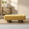 Upholstered Entryway Bench Ottoman - Yellow - Image 4