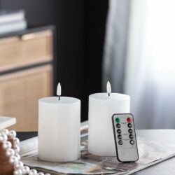 LED Candles With Wick And Remote Control Timer (Set of 2) - White