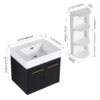 Modern Wall Mounted Bathroom Vanity With Resin Sink And Storage Rack Plywood - Black Chestnut - Image 3