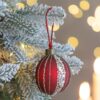 Christmas Ball Ornaments, Decorative Hanging Ball Christmas Tree Ornaments For Holiday Decorations (Set of 12) - Red - Image 3