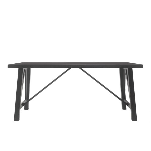 Farmhouse Style Dining Table With Wood Like Top - Matte Black