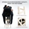 29.5'' Leather Wooden Bar Stool - Cream - Image 3