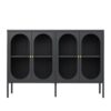 Modern Metal Sideboard Cabinet With 4 Glass Doors, Steel Kitchen Storage And Coffee Bar Cabinet - Black - Image 5