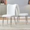 Modern Minimalist Dining Chairs Office Chairs (Set of 2) - White / Silver - Image 5