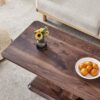 Modern Minimalist Texture Sticker Patterned Rectangular Coffee Table - Walnut Dark Brown - Image 22