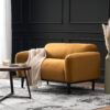 Sway - Upholstered Loveseat With Wood Legs And Round Arms - Yellow - Image 6