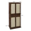4 Door Cabinet With 1 Drawer, With 4 Adjustable Inner Shelves, Storage Cabinet - Natural - Image 3