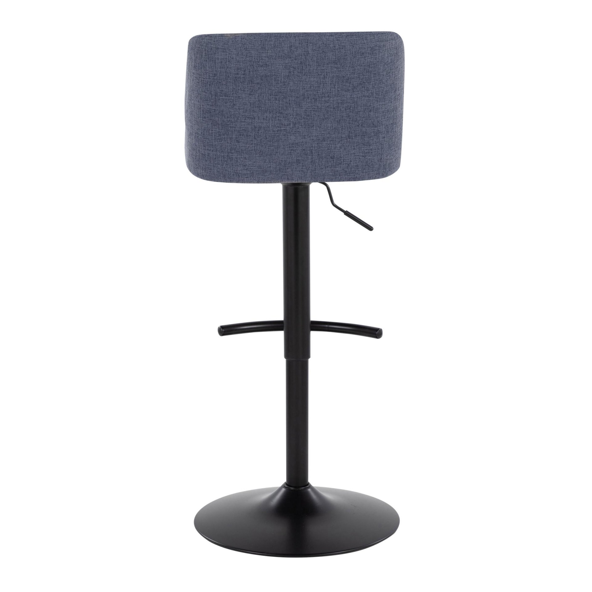 Toriano - Contemporary Adjustable Barstool With Swivel With Rounded T Footrest (Set of 2) - Blue / Black - Image 5