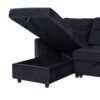 Ivy - Velvet Reversible Sleeper Sectional Sofa With Storage Chaise And Side Pocket - Black - Image 3