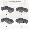 Sectional Sofa Pull-Out Sofa Bed Sleeper With A Storage Ottoman, Three Pillows And Charging Devices For Living Room - Gray - Image 6
