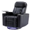 270 Degree Power Swivel Recliner Home Theater Chair With Hidden Arm Storage, LED Light, Cup Holder, And Tray Table - Black - Image 10