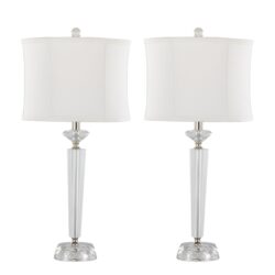 Diamond - Torch Contemporary Crystal Table Lamp (Set of 2) - Clear / Off White / Polished Nickel