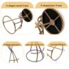 Modern S Shaped Bar Stools (Set of 2) With Backrest Floral Print Upholstered Dining Chairs Counter Height For Kitchen Island - Gold & White Print - Image 13