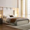 Carmen - King Upholstered Wingback Bed Frame With High Headboard - Ivory - Image 4