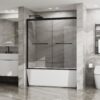 Double Sliding Bathtub Shower Door With Sgcc Clear Tempered Glass - Matte Black - Image 4