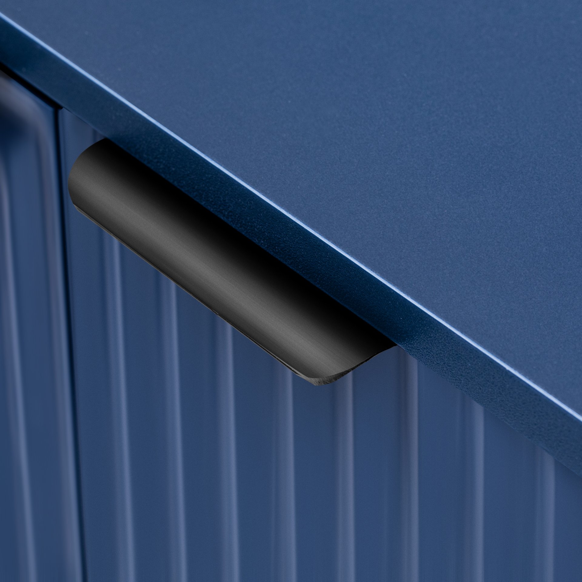 Side Cabinet With Adjustable Shelves And Geometric Door Panels - Navy Blue - Image 12