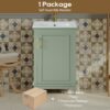 Modern Small Bathroom Vanity Cabinet With Ceramic Basin, Ample Storage, 1 Soft Close Door - Green - Image 10