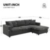 Modern Sectional Sofa, L-Shaped Couch Set With 2 Free Pillows, 4 Seat Polyester Fabric Couch Set With Convertible Ottoman - Dawn Gray - Image 24