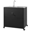 Outdoor Movable Kitchen Sink Patio Modular Kitchen Sink Station With Cabinet For Garden, Patio, Backyard - Matte Black - Image 15