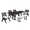 Modern 6 Piece Extendable Dining Table Set With 4 Wicker Back Upholstered Dining Chairs And Long Bench, 2 Removable Leaf - Espresso - Image 10