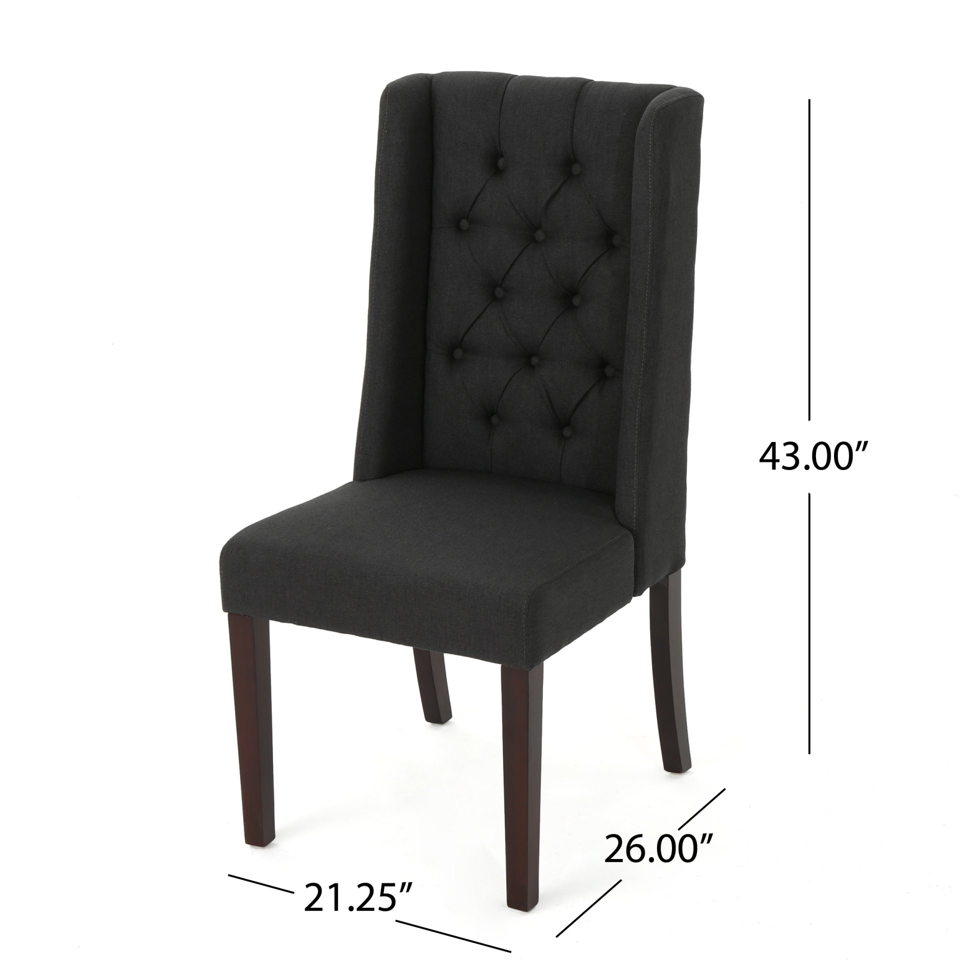 Contemporary Dining Chair (Set of 2) With Tufted Design - Charcoal - Image 3