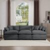 Oversized Modular Cushion Sofa With Portable Ottoman For Home Living Room - Gray - Image 12