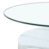 Modern Marble Pattern Coffee Table Versatile Design, Tempered Glass, Oval Countertop - Transparent / White - Image 6