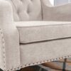 Accent Chair, Living Room Chair, Footrest Chair Set With Vintage Brass Studs, Button Tufted Upholstered Armchair For Living Room, Comfy Reading Chair For Bedroom, Reception Room - Beige - Image 8