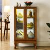 Curio Cabinet Lighted Curio Diapaly Cabinet With Adjustable Shelves And Mirrored Back Panel, Tempered Glass Doors (3 Tier), (E26 Light Bulb Not Included) - Oak - Image 5